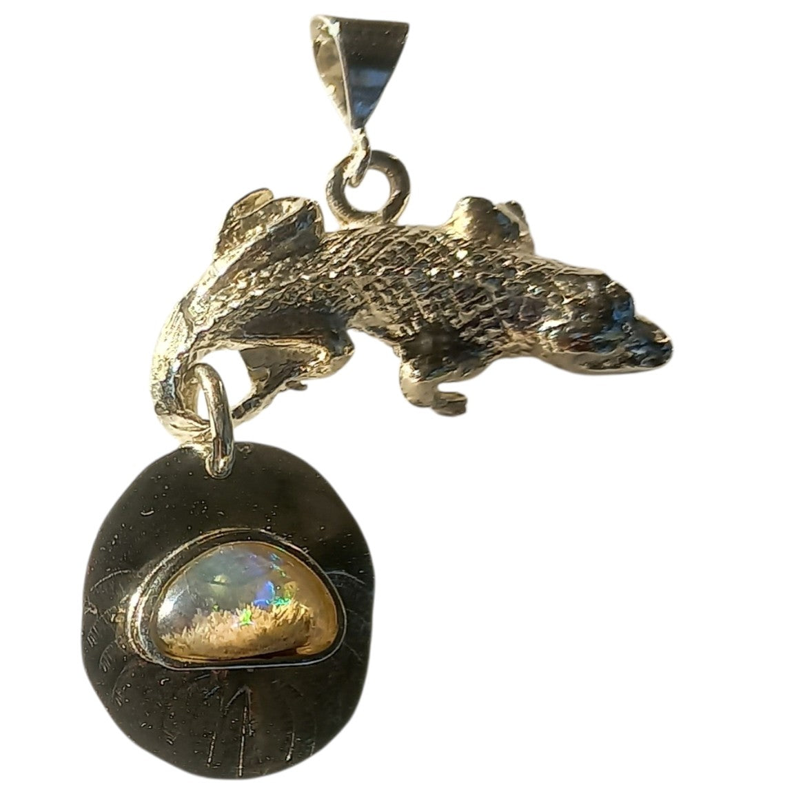 Pendant with genuine opal in andesite matrix