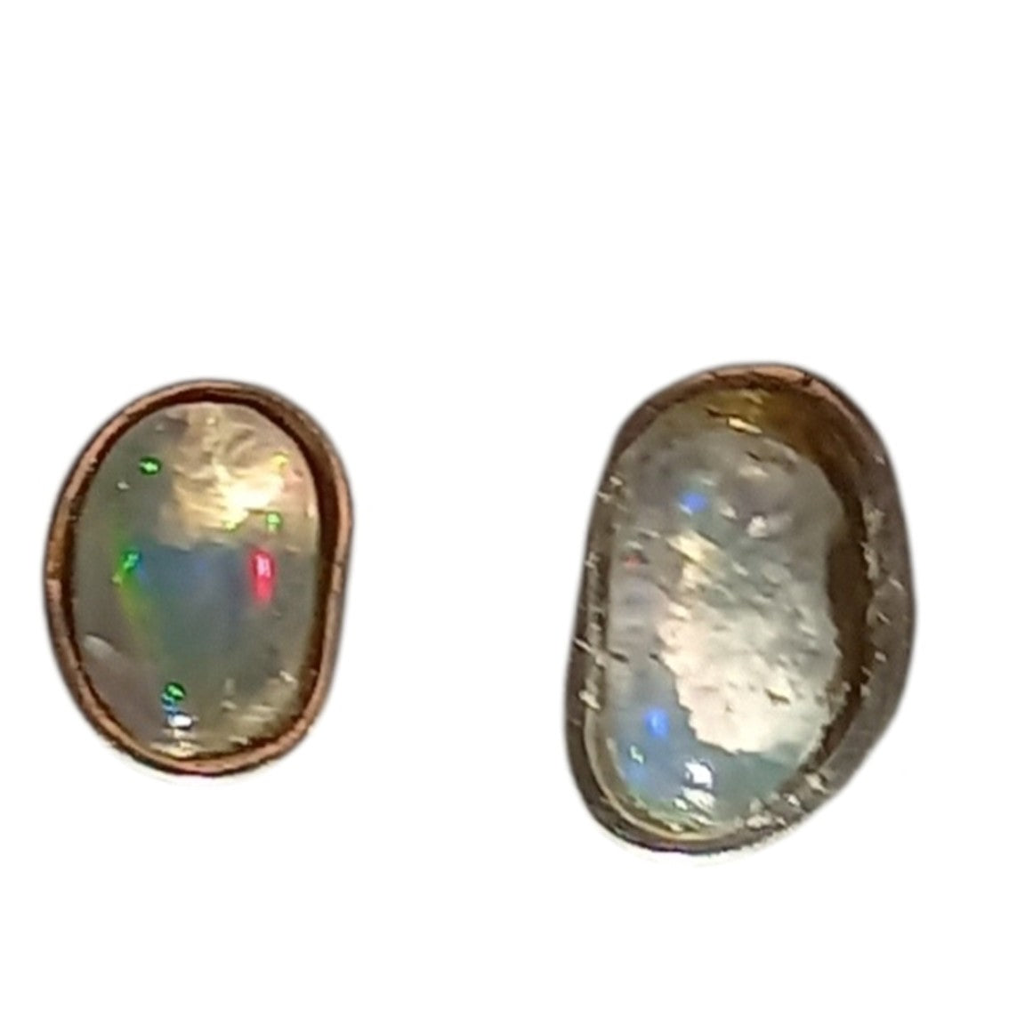 Stud earrings with genuine opals