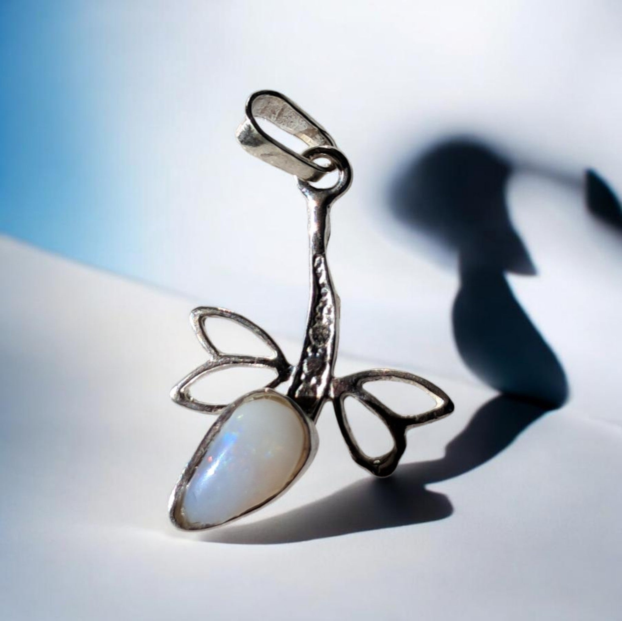 White opal dragonfly pendant