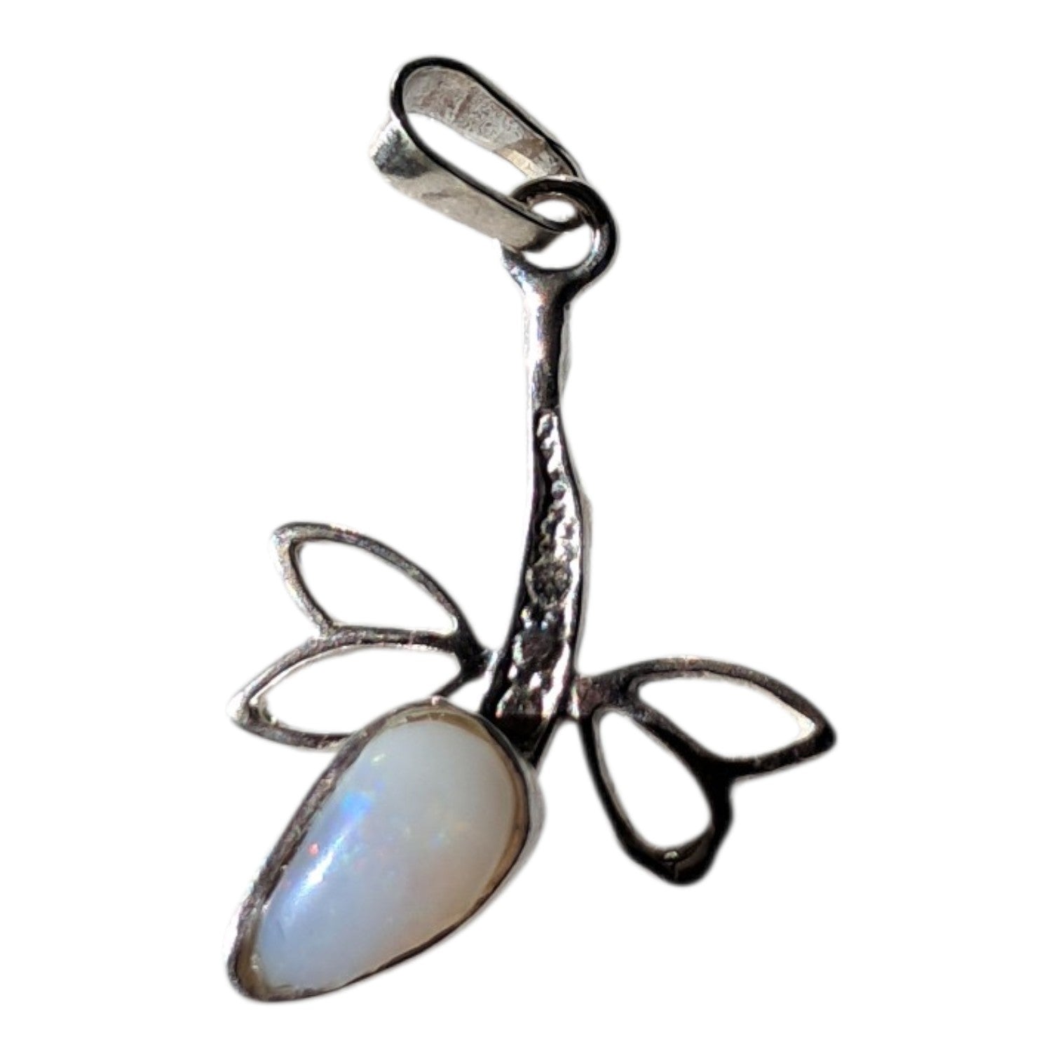 White opal dragonfly pendant