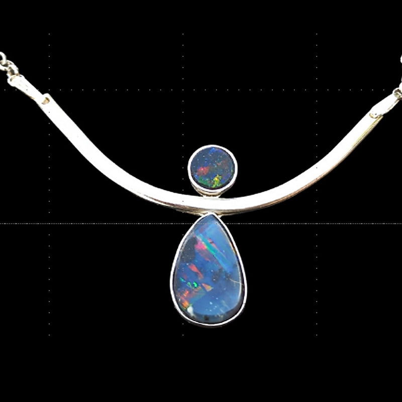 Genuine black and matrix opal pendant