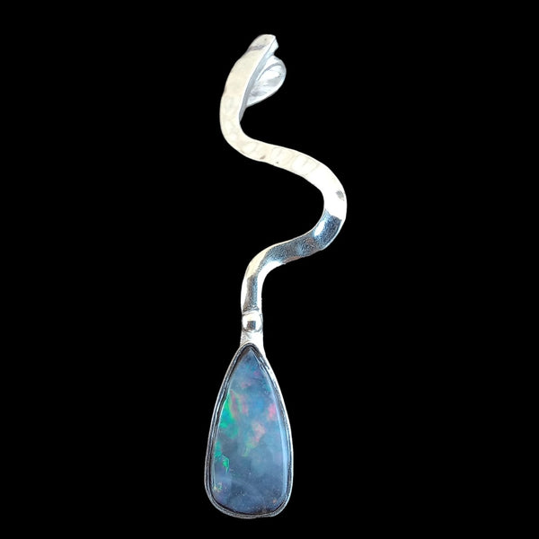 Pendant with genuine black opal