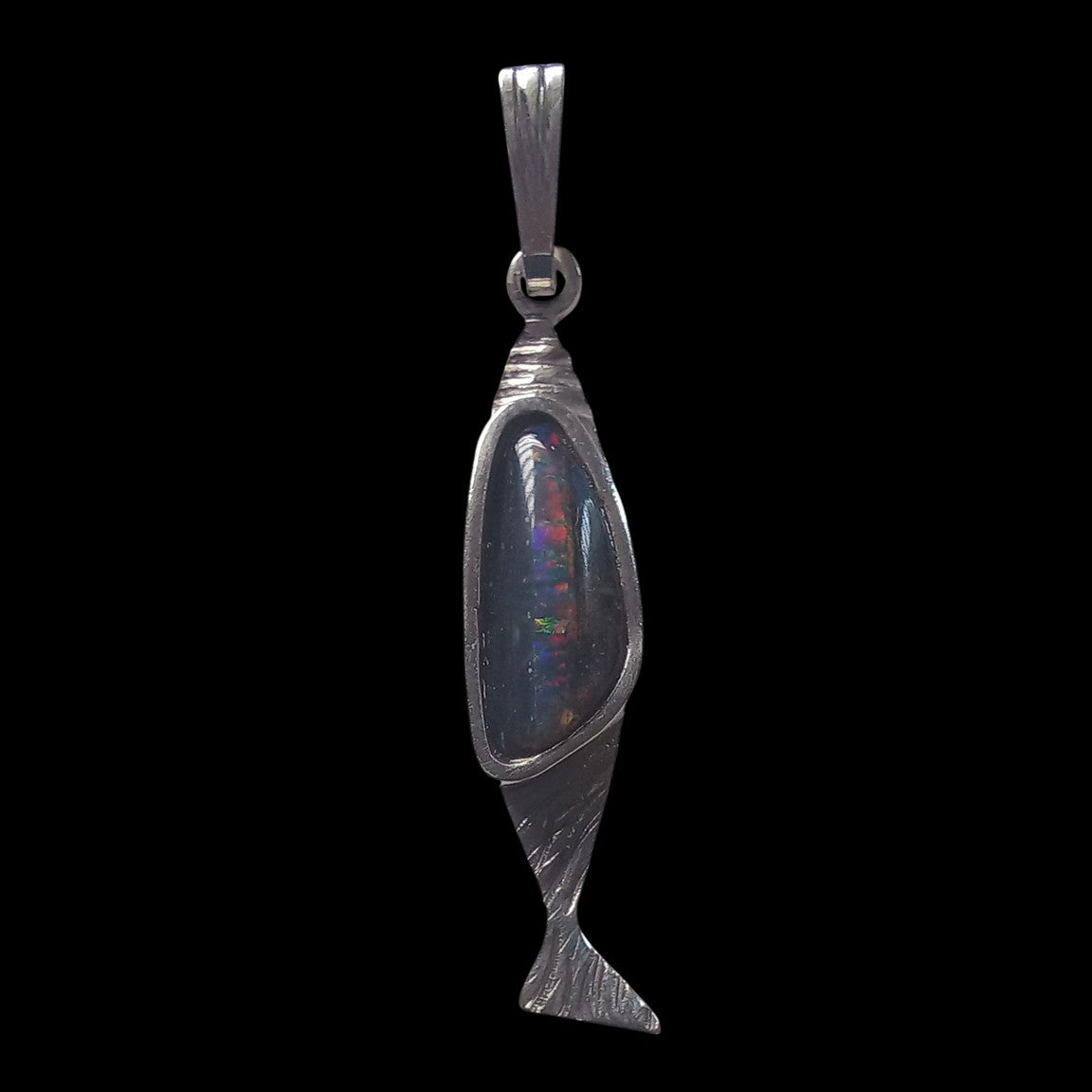 Pendant with genuine black seam opal from Honduras