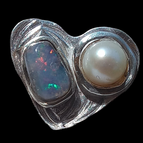 Genuine Opal Heart Pendant