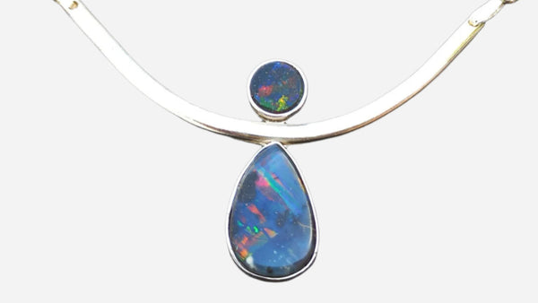 Genuine black and matrix opal pendant