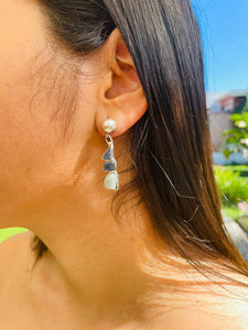 Finding balance earrings with natural  black opals.