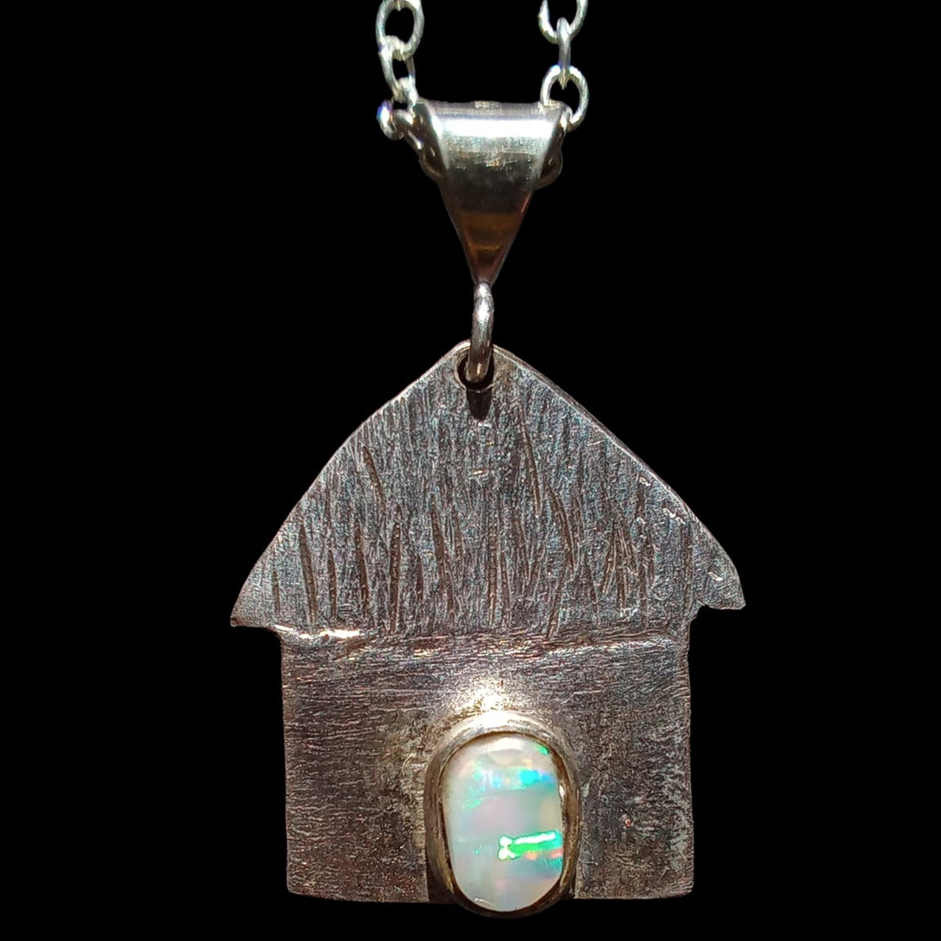 Traditional caribbean house pendant with natural black opal
