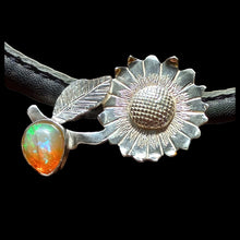 Sunflower, center piece  with natural cristal opal