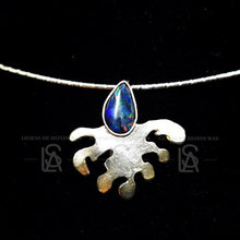 Coral shape pendant with natural black opal