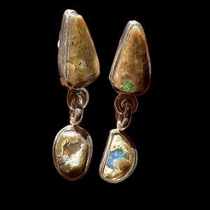 Earrings with natural crystal opals