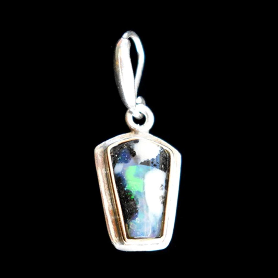 Pendant, sterling silver and 18ct gold with natural black opal.
