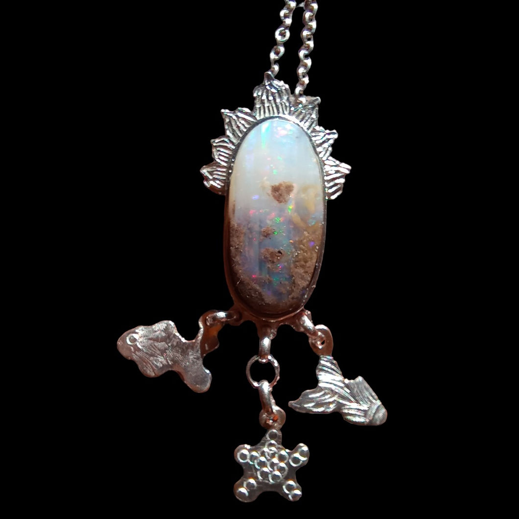 Mangrove-life inspired pendant with natural opal
