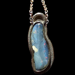 Divine inspiration pendant with natural black opal