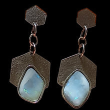 Earrings with natural black opals
