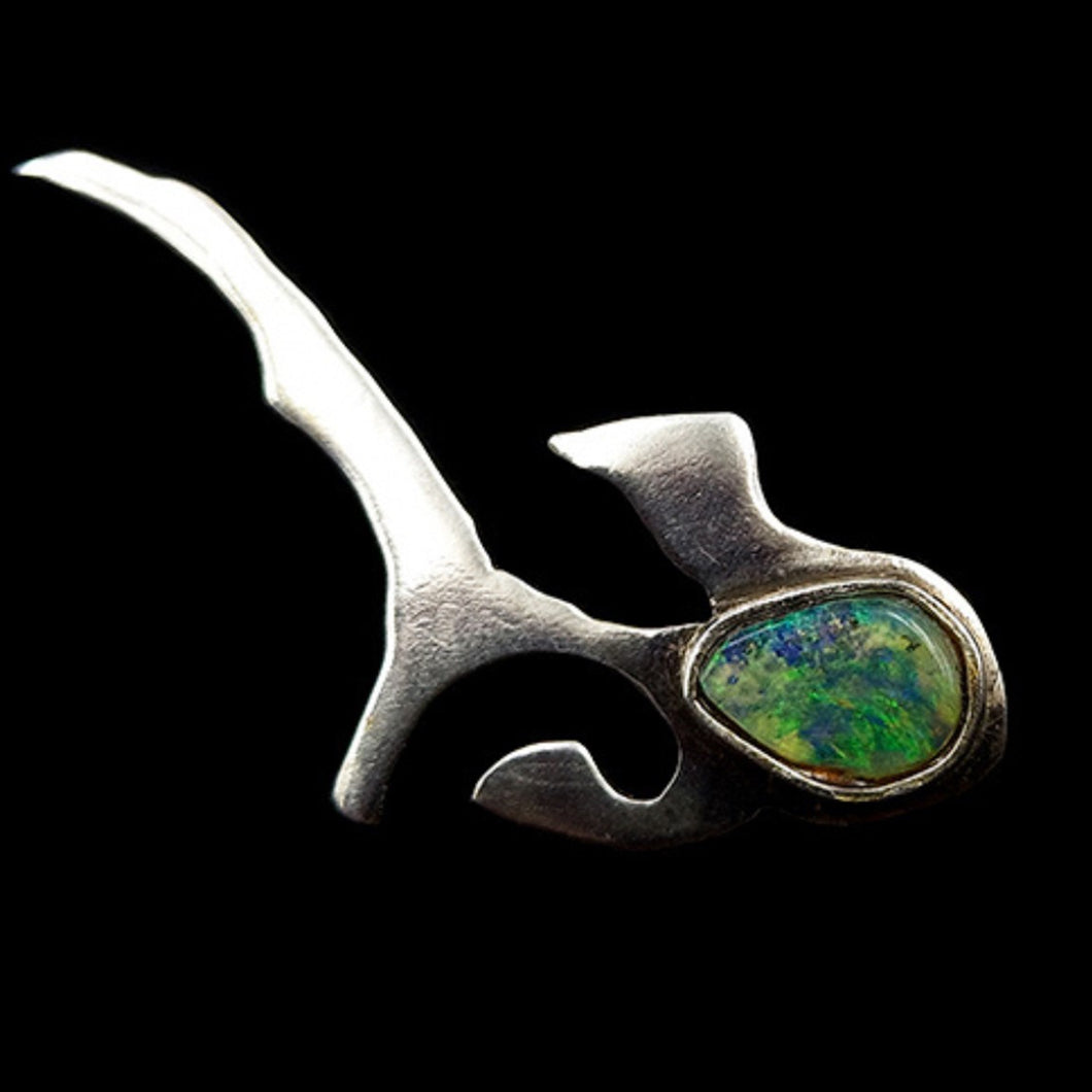 Caribbean coral reef fish pendant with  natural black opal