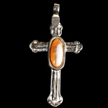 Victory Cross pendant with natural fire opal